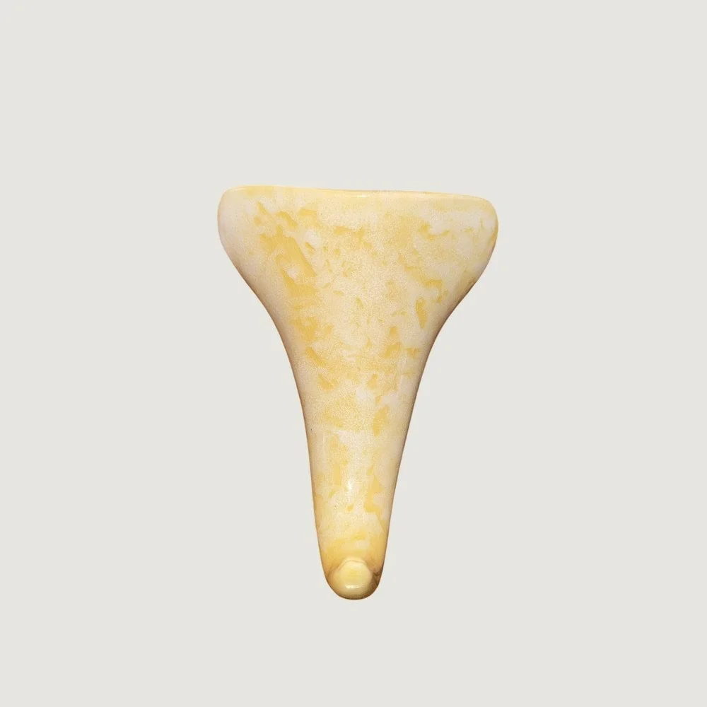 Vintage McCoy USA 73‎ Cornucopia Wall Pocket Vase Yellow White Mottled Glaze